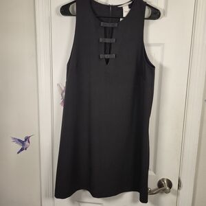 NWT ​H&M Black Bow Mini Dress Sleeveless Cutout Shift LBD Coquette Medium